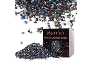 Renfio Broken Crushed Glass Glitter Shards Crush 2-4mm Irregular Small Metallic Chunky Chips 3.5 Oz (100g) High Luster Craft Sequins Gravel for DIY Phone Case Geode Resin Art Coasters Ornament - Black