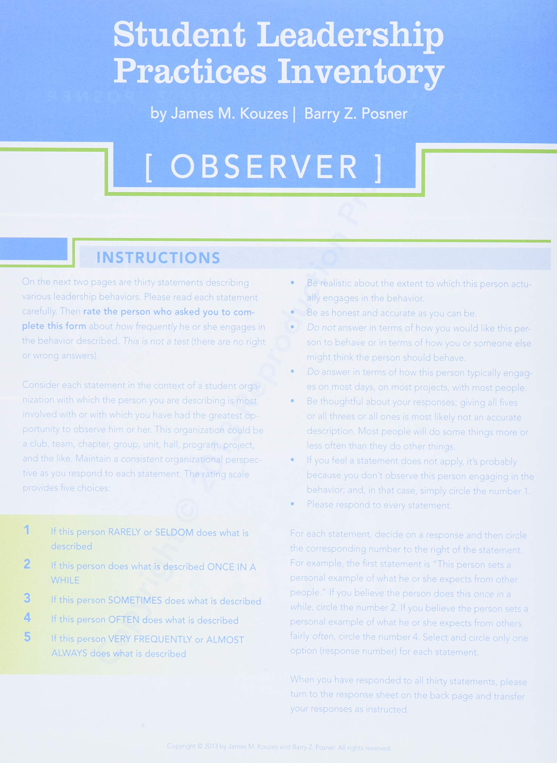 The Student Leadership Practices Inventory Lpi Observer Instrument 62 Kouzes James M Posner Ph D Barry Z Amazon Nl
