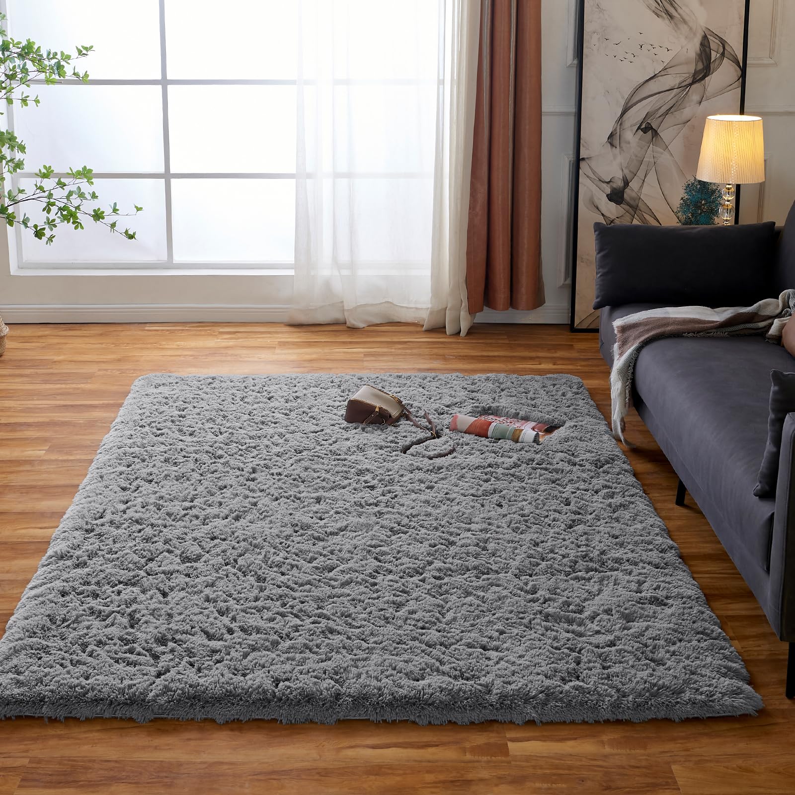 Obundi Modern Rugs Living Room Extra Large Small Rectangular Size Soft Touch Living Room Area Rugs Non Shedding Rug (Grey,60×120cm) — image 1