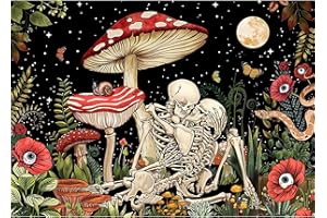 VeGuude Diamond Painting Kits for Adults, Mushroom 5D Diamond Art Kits, Full Drill DIY Crafts for Adults Home Wall Decor Diamond Dots Skeleton Moon [11.8x15.7inch]