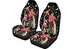 TOADDMOS Car Seat Cover, Mushroom with Star Auto Seat Protector Front Seat Cover Set, SUV/Truck/Van/Car Universal Seat Covers, Set of 2