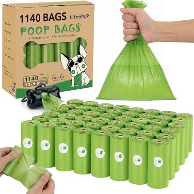 Lifegogo Poo Bags 1140 Count Unscented Extra Thick Leak Proof Dispenser