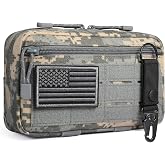 FRTKK Tactical Molle Admin Pouch Utility Laser Cut EDC Tool Pouch Bag Horizontal Modular Pouches Include US Flag Patch and Keychain