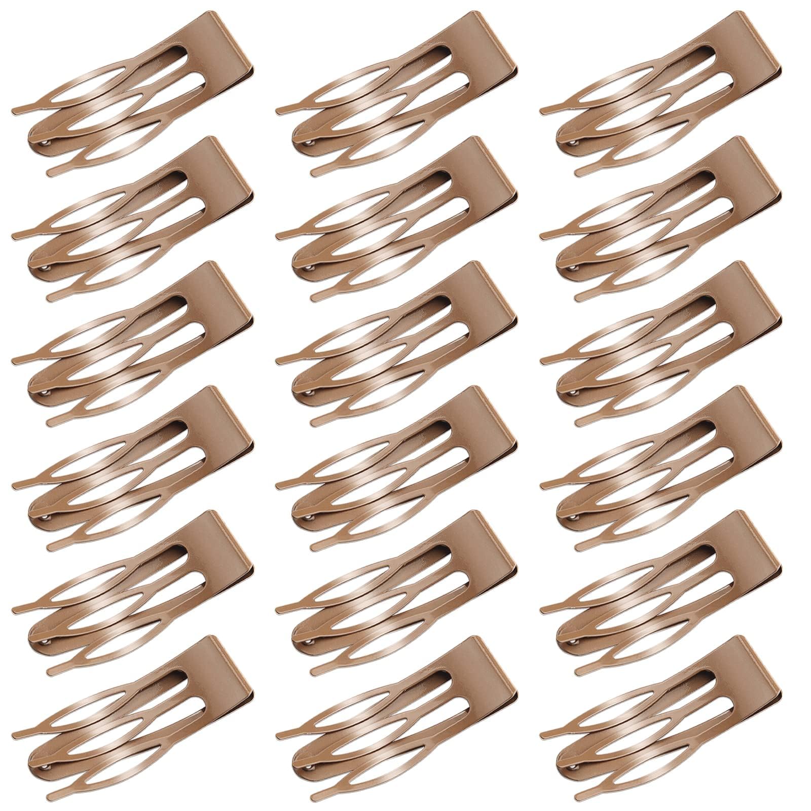 Mbsomnus 18pcs Snap Hair Clips Double Grip Hair Clips Metal Hair Barrettes Women Hair Clips for Hair Making Girls Hair Styling Salon Hair Accessories (Brown) — image 1