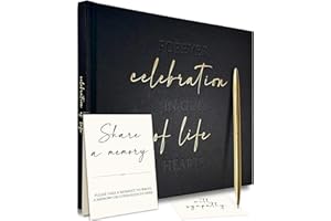 BOLD TUESDAY Funeral Guest Book Memorial Service – Celebration of Life Sign in Condolences Registry with Golden Pen | Elegant In Loving Memory Remembrance | Premium Hardcover 9 x 7 Inches, Table Sign & Back Pocket