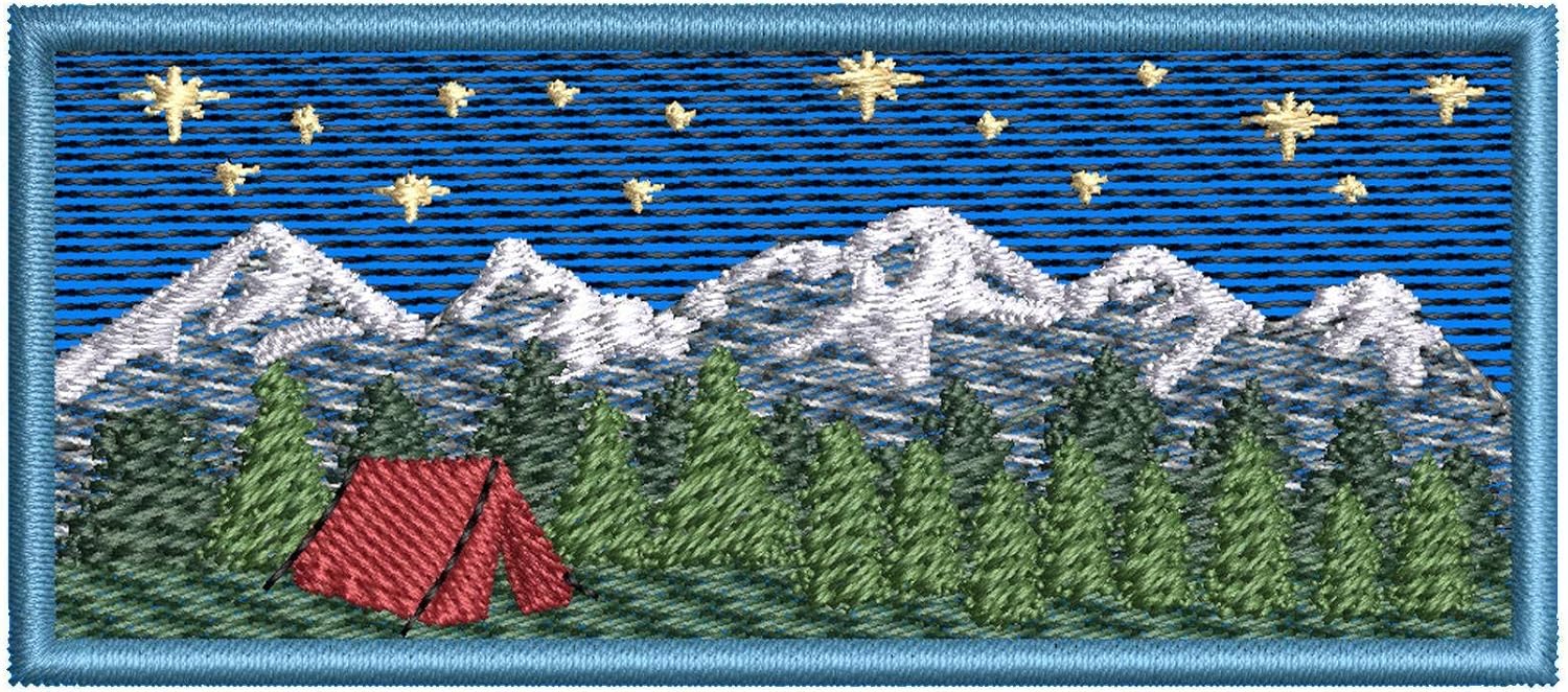 Mixed Media - Mountain Forest Trees Tent Stars Patch 4