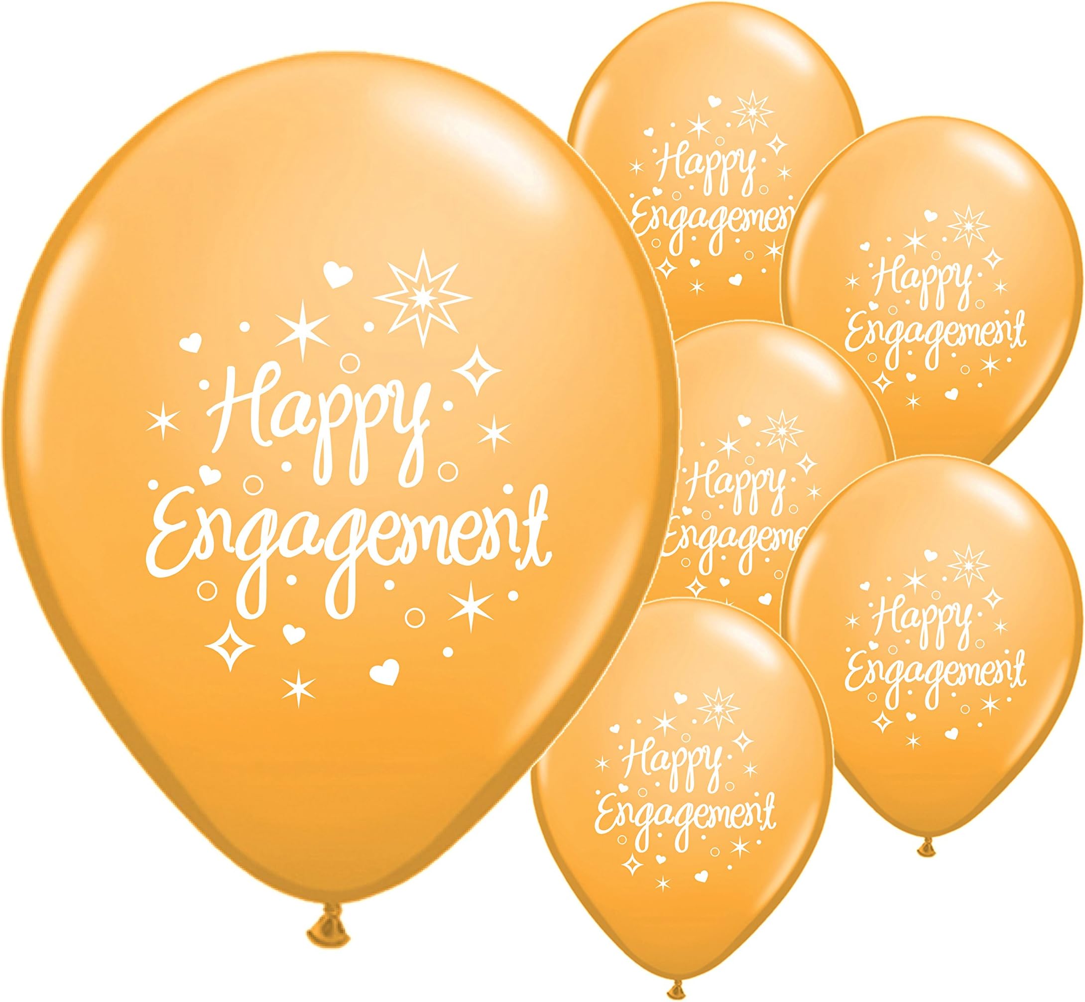 10 x HAPPY ENGAGEMENT 12" HELIUM QUALITY PERALISED BALLOONS IN 7 COLOURS (GOLD)