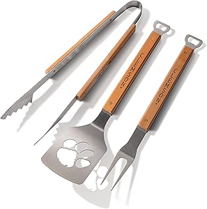 NCAA 3-Piece BBQ Grill Set: Classic Series Sportula, Fork & Tongs with 2 Bottle Openers by YouTheFan