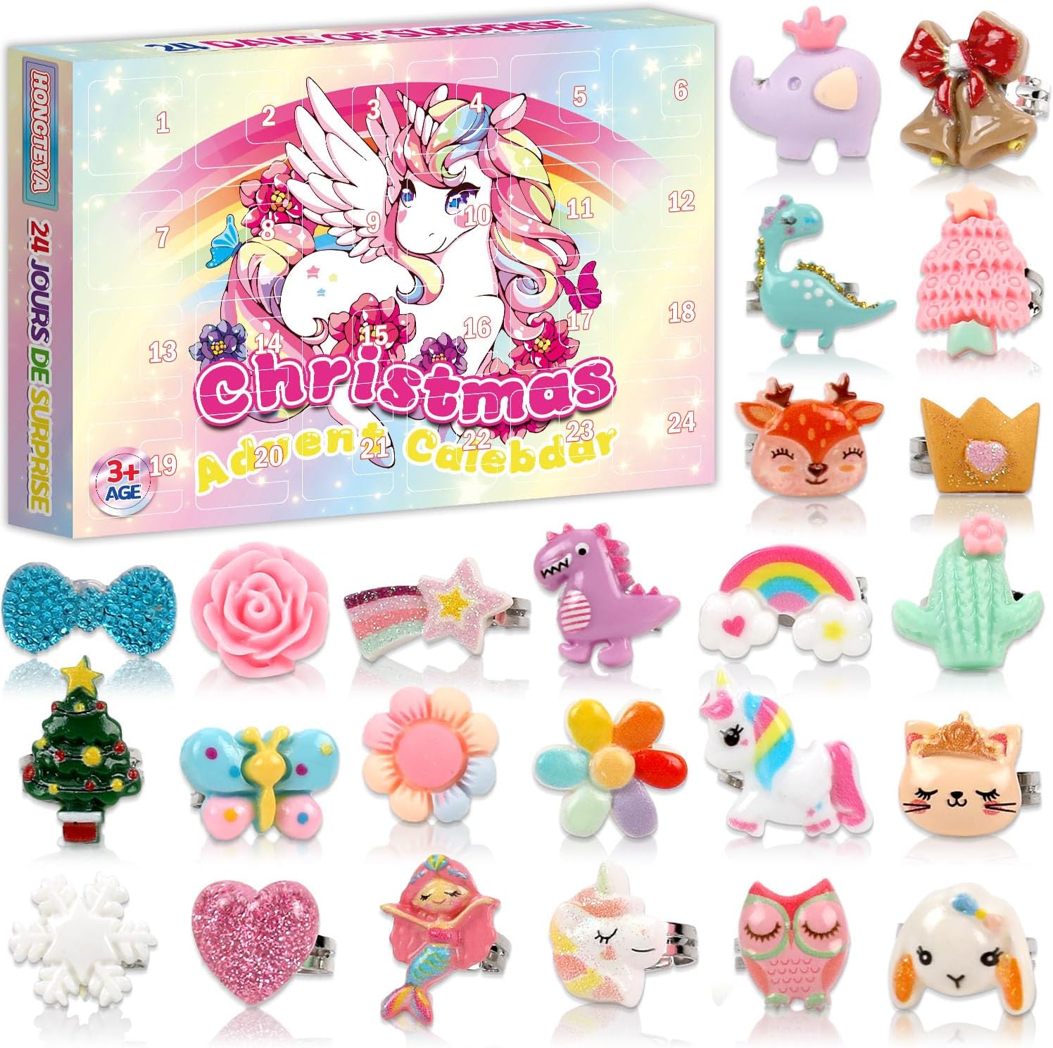 Advent Calendars - Advent Calendar 2023 Girls Kids 24 Days Christmas Countdown, Adjustable, No Duplication Little Girls Jewelry Ring Gifts Girl Toys for age 3-4-5-6-7-8-12 Christmas Advent Calendar Ornament