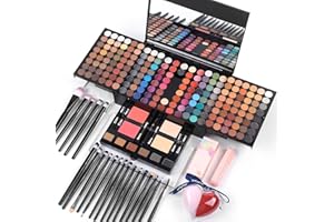 MARBUROLY Makeup Gift Sets For Women - 190 Colors Makeup Palette Include Eyeshadow, Blushes, Eyebrow Powder,Eye Pencil,Mirror+20Pcs Makeup Brushes+Eyeshadow Primer+2Pcs Sponge Puff Make Up Set (Makeup Set A)
