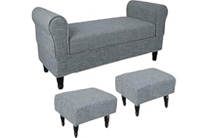 BABION Storage Ottoman Bench with Arms, End of Bed Bench for Bedroom, Button Tufted Storage Bench for Entryway, Living Room,Hallway, Large Storage Bench Foot Rest (Dark Grey)