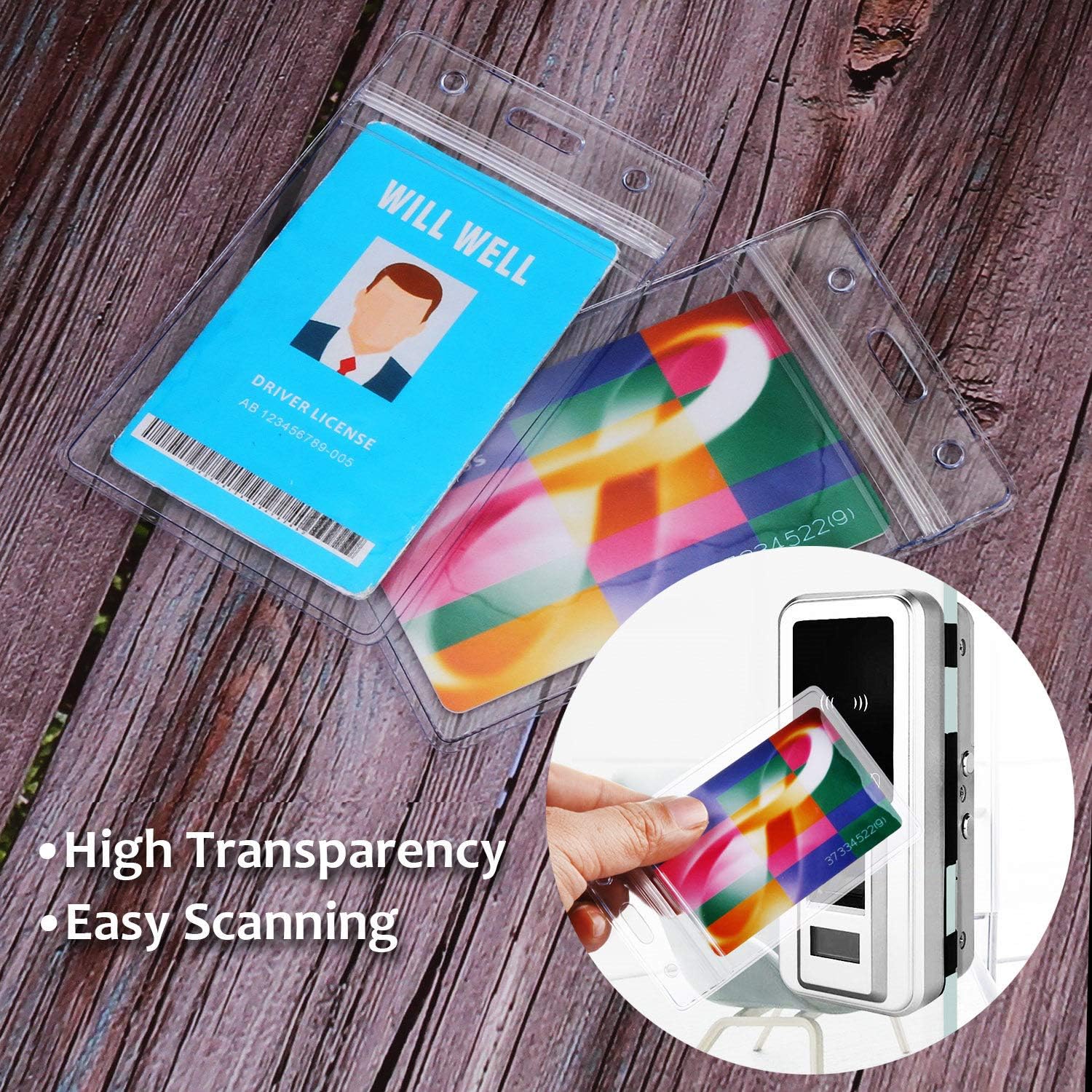 12 Pcs Extra Thick ID Card Badge Holder, Vertical Clear PVC Card Holder with Waterproof Resealable Zip Type : Office Products