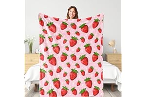 IMUKU Pink Strawberry Blanket for Kids Girls, Soft Lightweight Strawberry Throw Blanket for Sofa Bed Traveling Camping Gifts Idea 50x60 inches