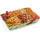 A Gift Inside Gourmet Nuts and Snack Gift Basket &ndash; Assorted Mixed Nuts, Almonds, Pistachios, Cashews, Trail Mix, Cheese Crisps &amp; Snacks in Reusable Seagrass Basket