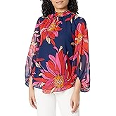 Trina Turk Women's Floral Mock Neck Blouse