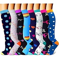 CHARMKING Compression Socks for Women & Men 7/8 Pairs 15-20 mmHg is Best Graduated Athletic,Running,Flight,Travel,Nurses