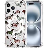 Idocolors Christmas Magnetic Case for iPhone 16 Pro Max, Compatible with MagSafe, Cute Xmas Phone Case Crystal Clear Soft TPU Protective Phone Cover for Women Girls, Dachshund