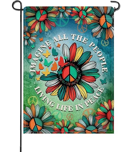 Wodison Gartenflagge 'Imagine Peace' – 30,5x45,7 Cm, Doppelseitig, Jute, Mit Sonnenblumen-Design
