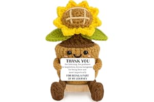 TEEBIM Thank You Gifts for Women, Boss, Coworker, Manager, Office, Teacher, Nurse - Teacher Boss Coworker Funny Christmas Birthday Gifts - Emotional Positive Support Crochet - Sunflower Crochet​ Doll
