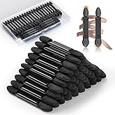MORGLES 50Pcs Double Ended Eyeshadow Applicators Sticks | Disposable Sponge-Tip Kit with Flat &amp; Pointed Ends, Pack Color &amp; Define Creases Without Cross-Contamination, Case Included