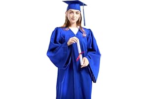 GRADWYSE Bachelor Graduation Cap & Gown 2024 Year Charm for Bachelor or High School Graduates (48" (Fit 5'3"~5'5"), Blue)