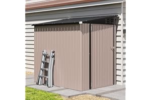 Aoxun 6' x 4' Lean to Shed Outdoor Steel Garden Utility Cabinet with Lockable Door Waterproof & Rust-Proof for Yard, Patio, B