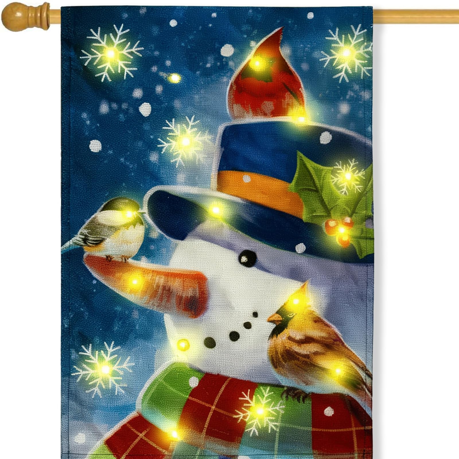 Photo 1 of **MISSING LIGHTS**Lights Garden Flag,Double Sided Christmas LED Outdoor Yard Flag for Winter Outdoor Decoration (Snow, 28 * 40)