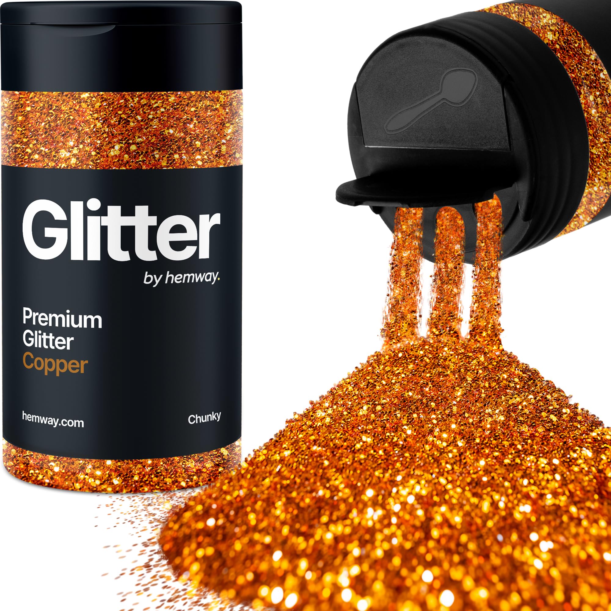 Copper Glitter Shaker, 130g Chunky Glitter, Crafts 1/40" Metallic Flake Copper Sequins, Resin & Epoxy Crafts, Decorating, Halloween, Christmas Nail, Face, Hemway — image 1