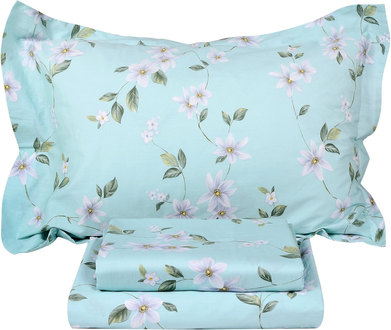Amazon FADFAY Shabby Blue White Floral Bed Sheet Set 100 Cotton