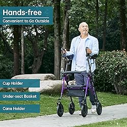 ELENKER All-Terrain Upright Rollator Walker, Stand
