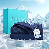 Breescape Cooling Sheet Set King Size - BlendTek™ Dry & Cool Technology for Hot Sleepers and Night Sweats, Q-Max>0.46 Tech, Deep Pocket Up to 18", 360° Elastic Band, Twilight Blue