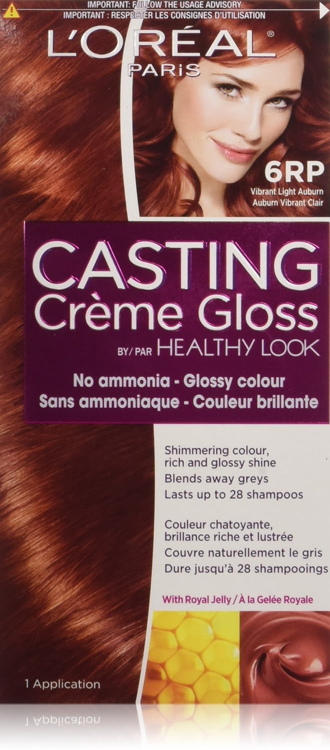 L'Oreal Healthy Look Creme Gloss Hair Color, 6RR Intense Light Auburn