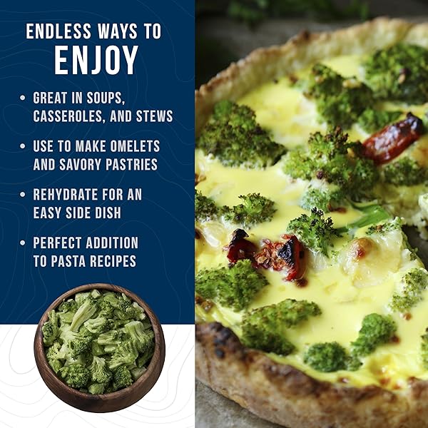 FREEZE DRIED BROCCOLI FLORETS AND STEMS EMERGENCY FOOD SUPPLY, 34 SERVINGS, 30 YEAR SHELF LIFE, GOOD SOURCE OF VITAMIN C – DEHYDRATED MEALS, SURVIVAL FOOD CAMPING ESSENTIALS CAN