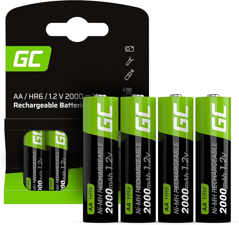Baterias recarregáveis 2000mAh 1,2V [Conjunto de 4 peças] AA recarregável Ni-MH Baixa Autodescarga Pré-carga HR6 de alta capacidade HR6, Recarregável pré-carregada