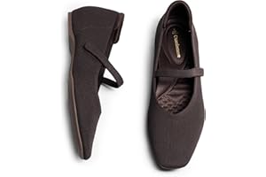 Cusolemore Mary Jane Flat Shoes for Women with Arch Support and Concealed Low Wedge Heel, Comfortable Women Square Toe Ballet Flats Knit Dress Shoes