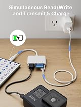 JSAUX 4-in-1 USB C Card Reader with USB 3.0 & Charging Port White view 2