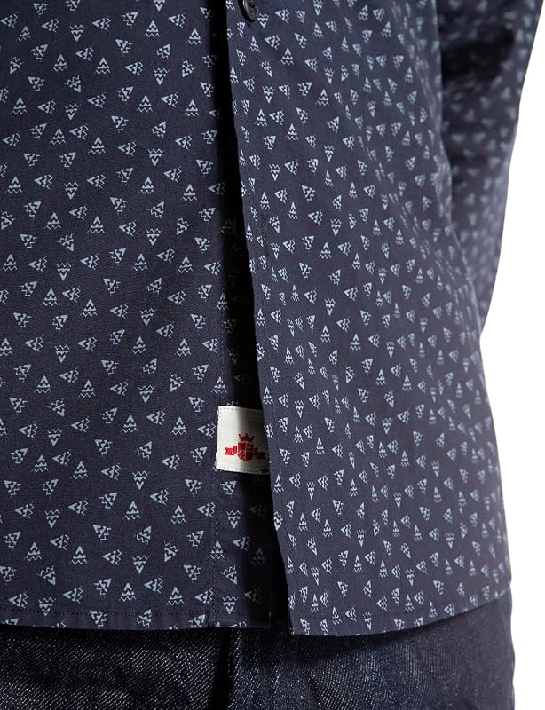 Camisa de algodão de corte regular masculina, 010 azul/azul claro, XL