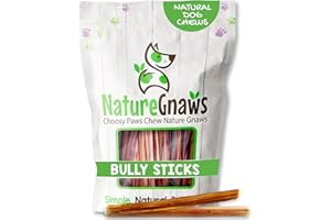 Nature Gnaws Extra Thin Bully Sticks for Small Dogs 5-6" (25 Count) - Long Lasting for Light Chewers and Puppies - Natural Beef Dog Chew Bones