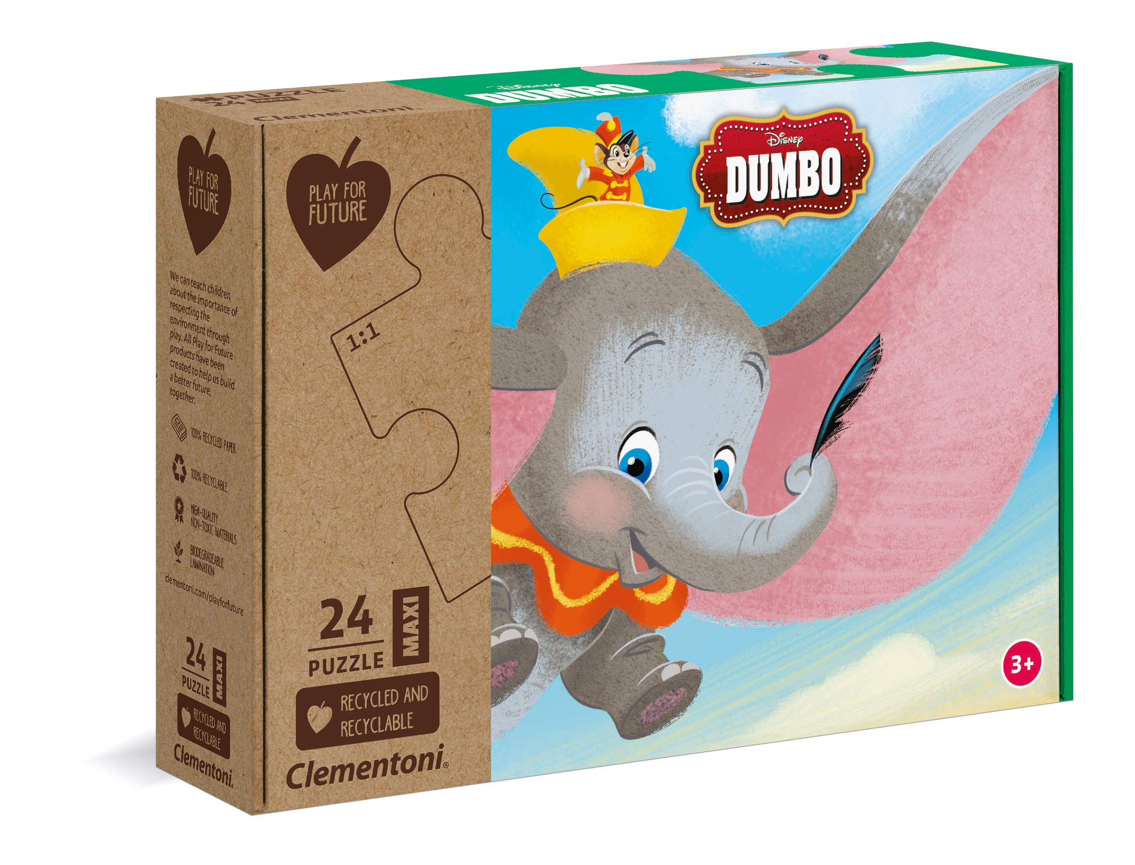 Clementoni - 20261 - Disney Dumbo - 24 maxi pieces - Made in Italy - 100% recycled materials, jigsaw puzzle for kids