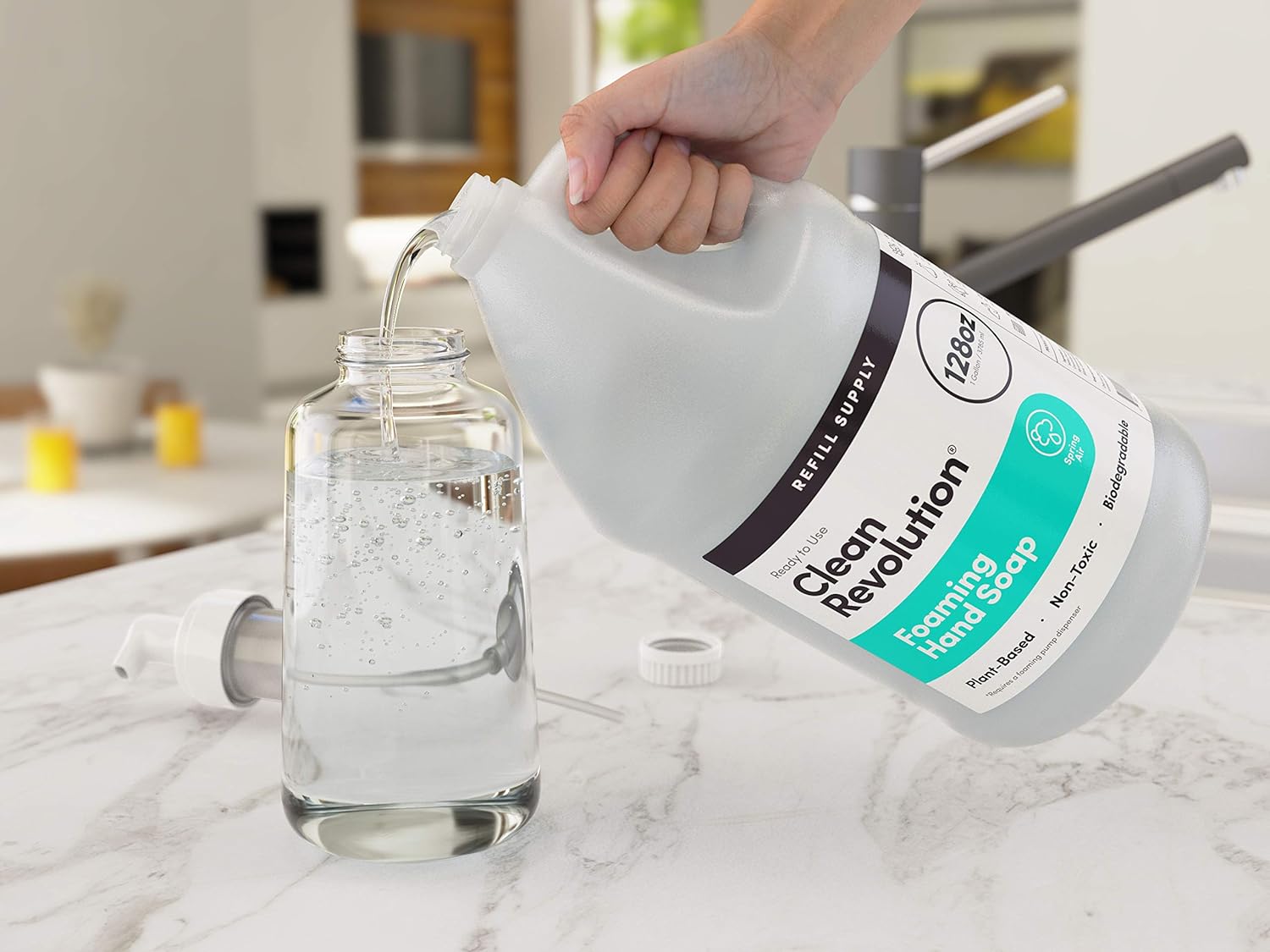 Clean Revolution Foaming Hand Soap Refill Supply Container. Ready to Use Formula. Spring Air Fragrance, 128 Fl. Oz: Health & Personal Care