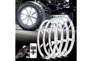 Viswiker 4PCS 17" Super Bright Double Row White Wheel Lights Rim Lights with Remote Control for Truck SUV Car Easy Install Unique Style