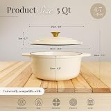 Nuovva Enamelled Cast Iron Dutch Oven 5 Quart Cream with Lid 24cm view 2