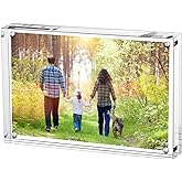 Boxalls 5x7 Inches Acrylic Picture Frame, Double Sided Clear Frameless Photo Frames with Magnetic Desktop Transparent