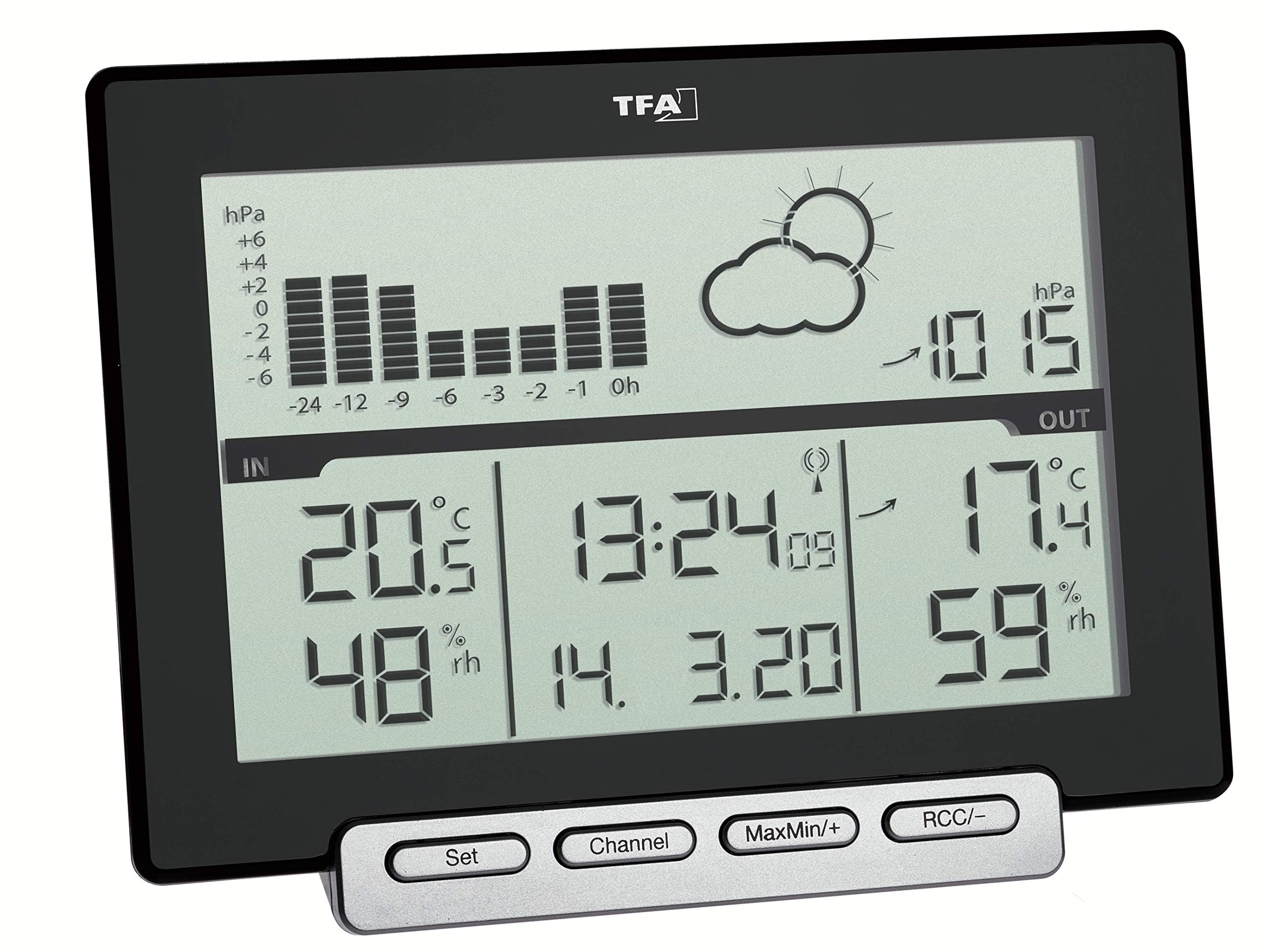 TFA Dostmann Meteo Sens 35.1139.01 Digital Wireless Weather Station with Thermo-Hygro Outdoor Transmitter with Weather Forecast and Air Pressure History, Humidity Meter, Temperature, Includes