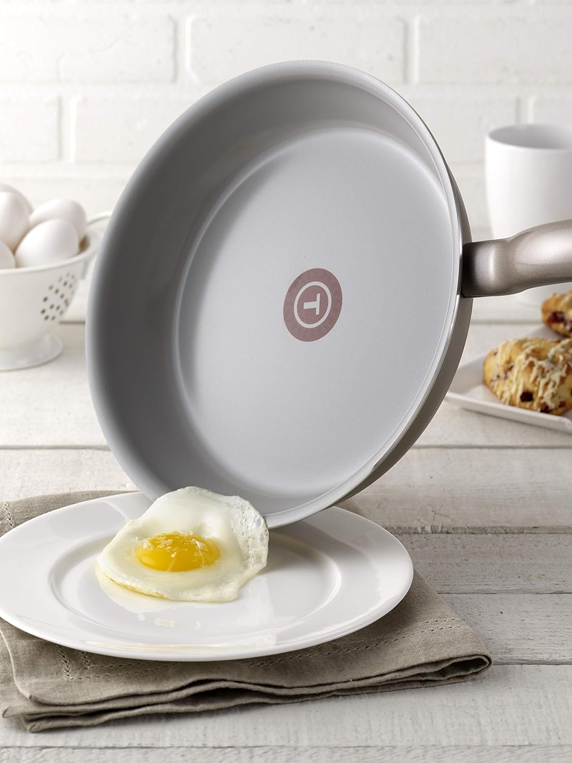 T-fal G919SE64 Initiatives Ceramic Nonstick Dishwasher Safe Toxic Free 14-Piece Cookware Set, Gold: Kitchen & Dining