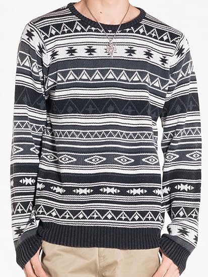 セーター メンズ ニット カットソー ネイティブ 柄 セーター 通販 Amazon