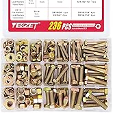 YEEZET 236PCS Grade 8 Heavy Duty Bolts and Nuts Washers Kit, 1/4-20 5/16-18 3/8-16 Hex Bolts Nuts Assortment Kit, Includes 13