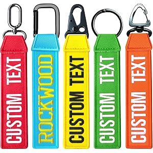 Kamao Personalized Keychain Tag, Custom Embroidered Text/Name Keyring Tags | Luggage Tags Motorcycle Keychain Key Tags, Unise