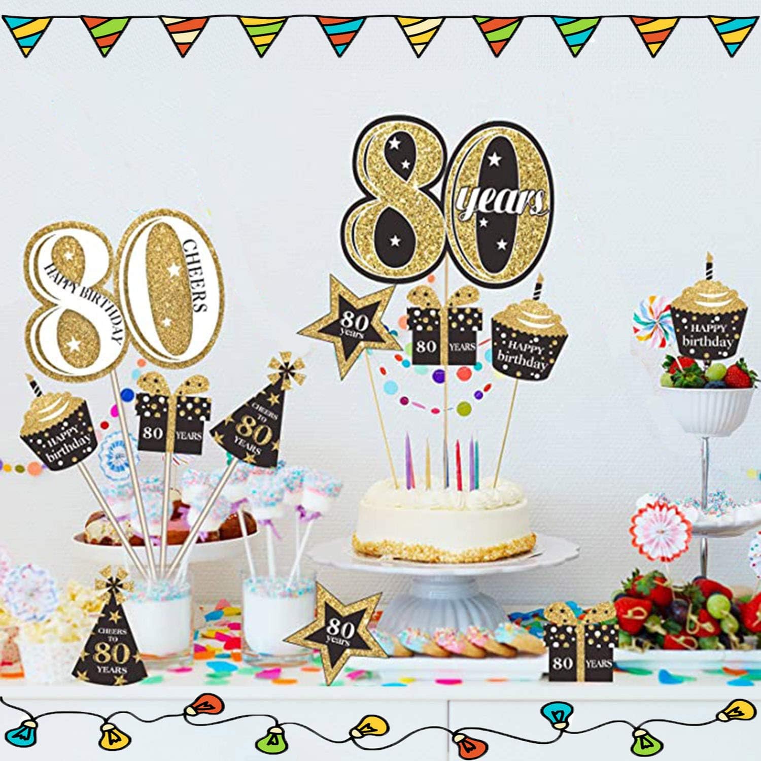 24 Pack Batons De Piece Maitresse De Fete Pour 80 Ans De Fete Danniversaire Favorise Les Fournitures De Famille De Fete De Table Decoration De Fete Danniversaire 80e Anniversaire Decoration Decorations Et