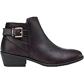 Vepose Women's Short Ankle Boots Low Heel, Western Cutout Perforated Booties